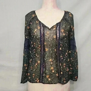 Princess Vera Wang Sheer Long Sleeve Floral and Lace Top